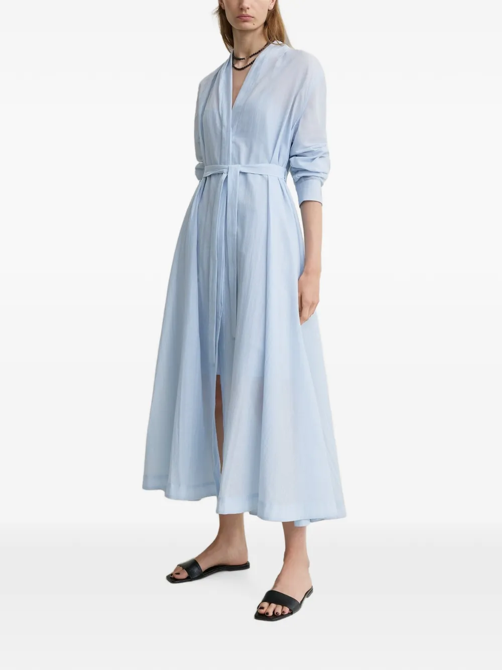 TOTEME Jurk met ceintuur van katoen-voile Blauw