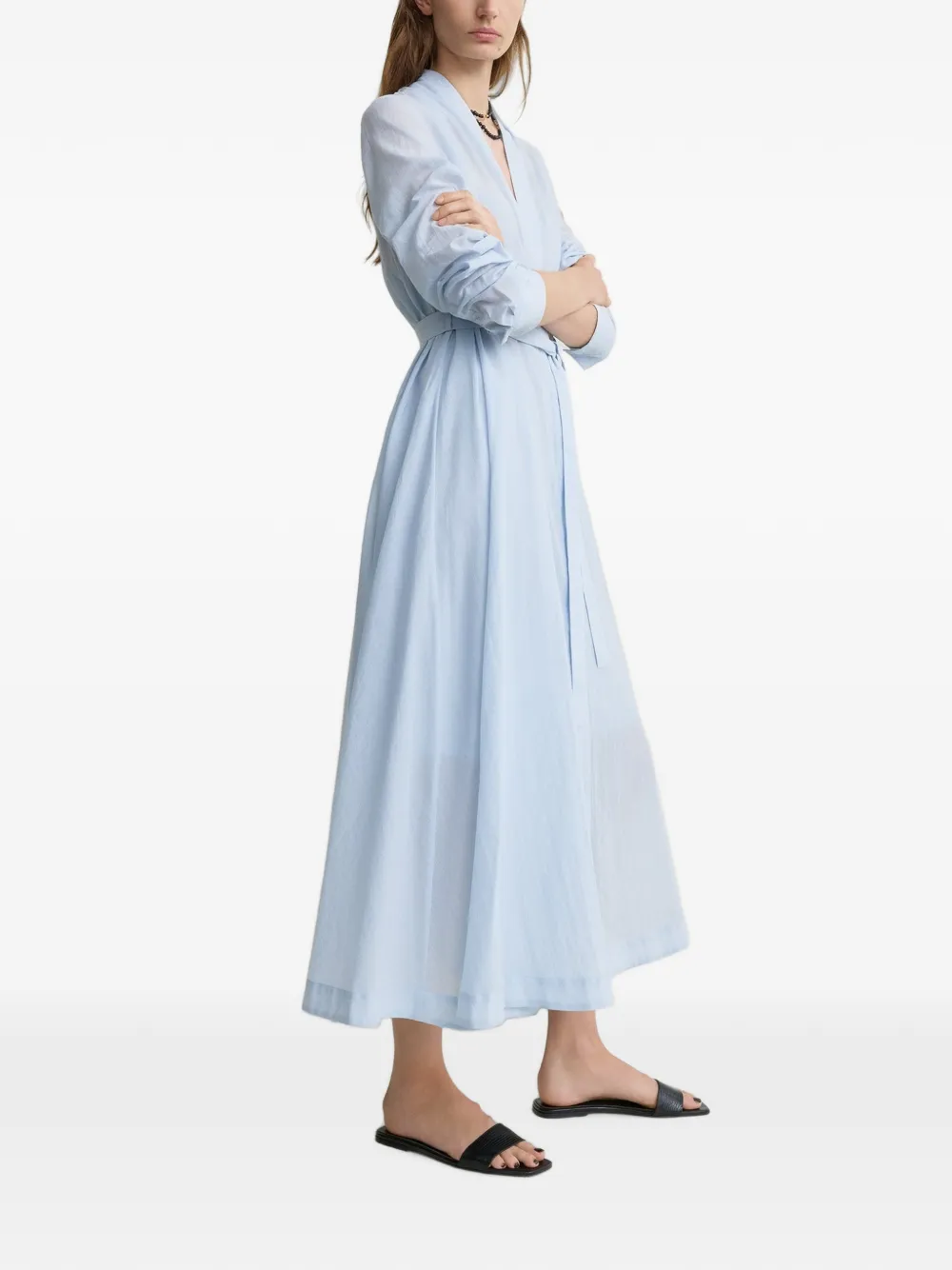 TOTEME Jurk met ceintuur van katoen-voile Blauw