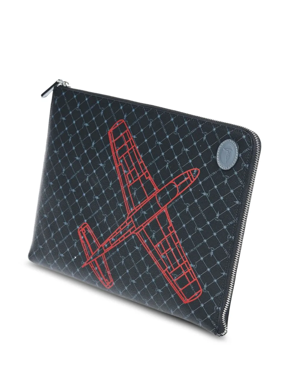 Trussardi Clutch met monogram en print Zwart
