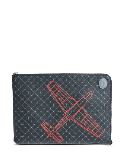 Trussardi plane-print monogram clutch bag