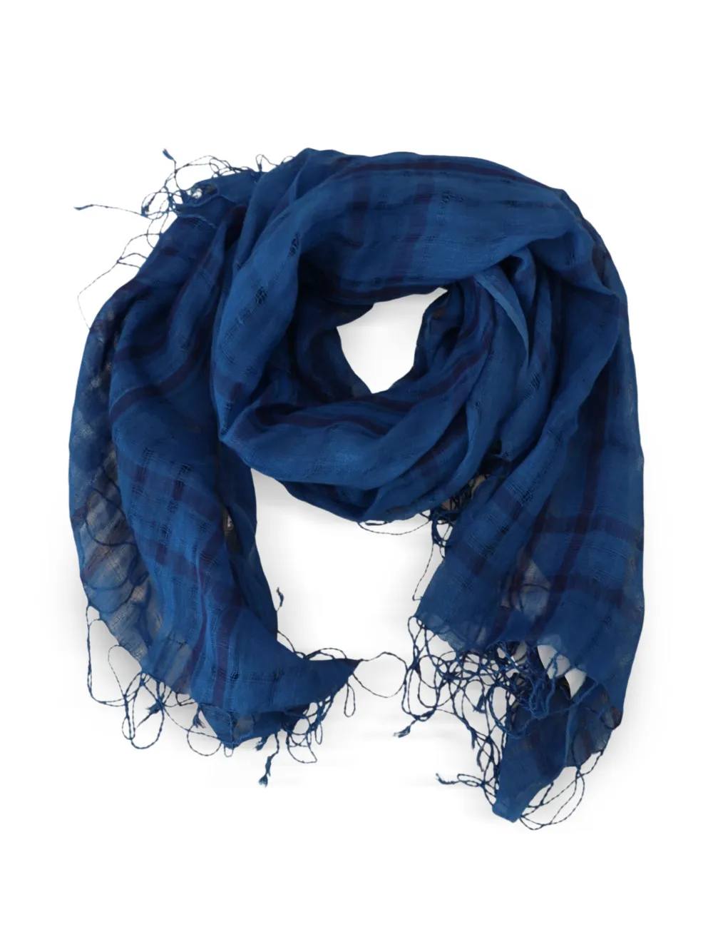 Costume National Geruite sjaal met franje Blauw