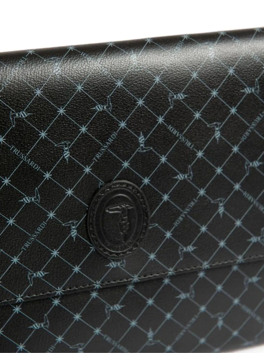 Trussardi logoprint clutch met omslag Zwart