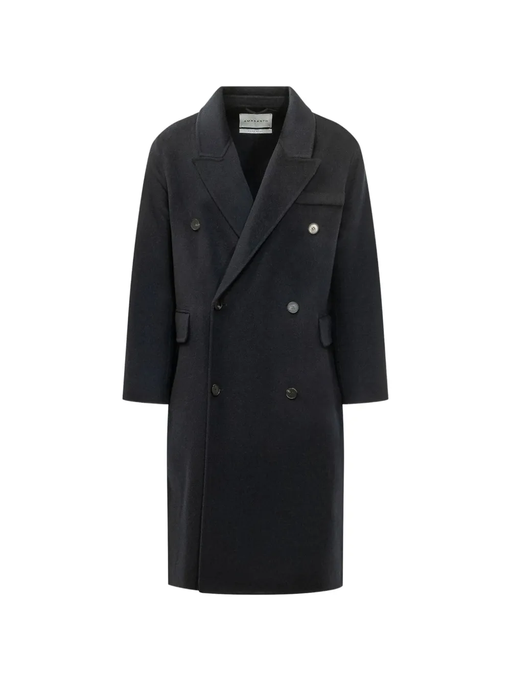 Amaranto Double-breasted Peak-lapels Coat In Black