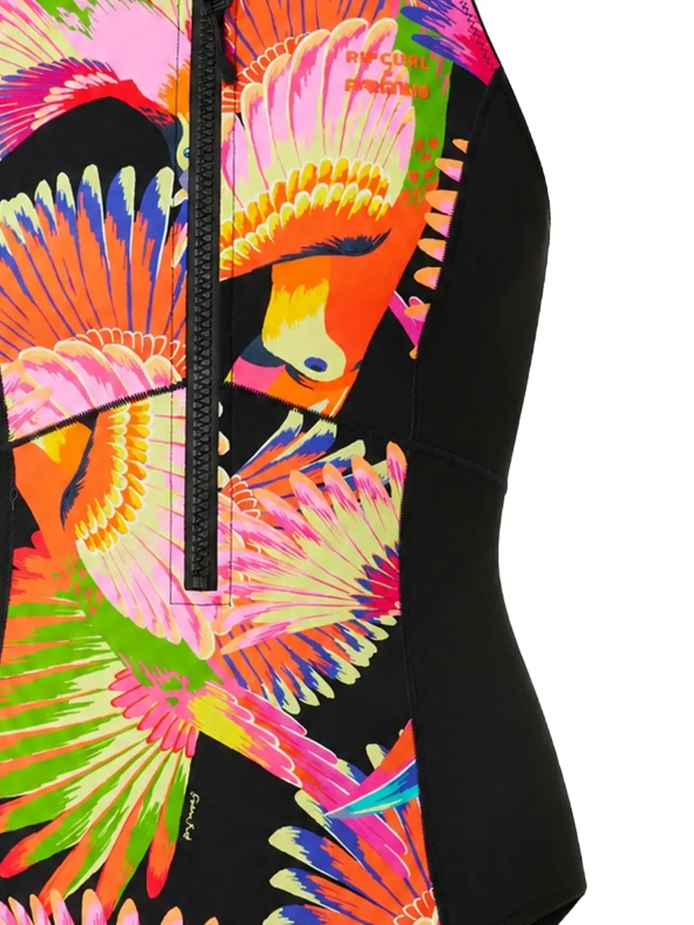 Rip Curl Mirage badpak met toekan print en rits Zwart