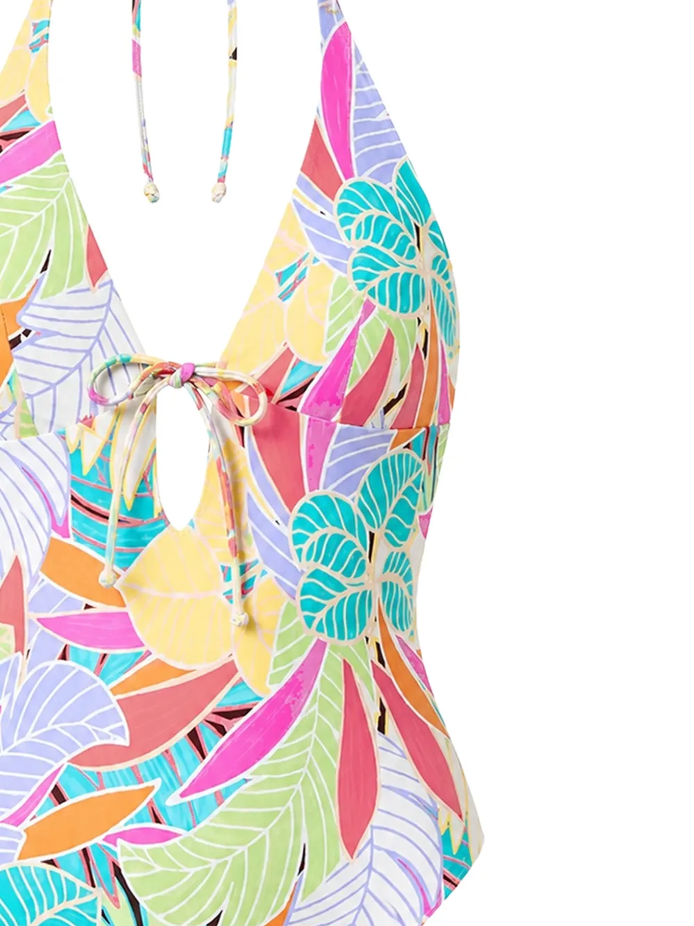Rip Curl Cala Vadella badpak met halternek en bladerprint Blauw