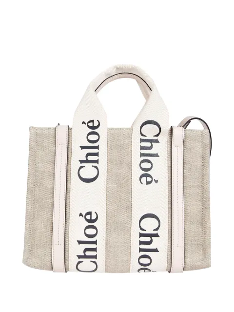 Chloé small Woody logo-tape tote bag
