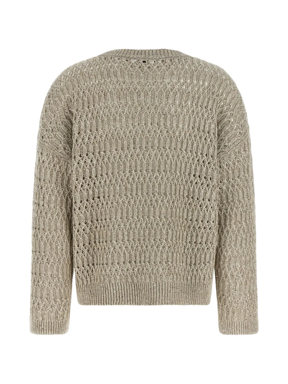 Brunello Cucinelli Dazzling Braids opengewerkte trui Beige