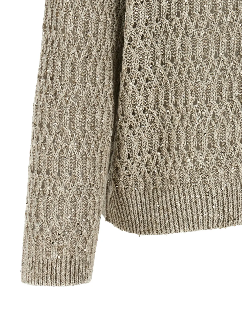 Brunello Cucinelli Dazzling Braids opengewerkte trui Beige