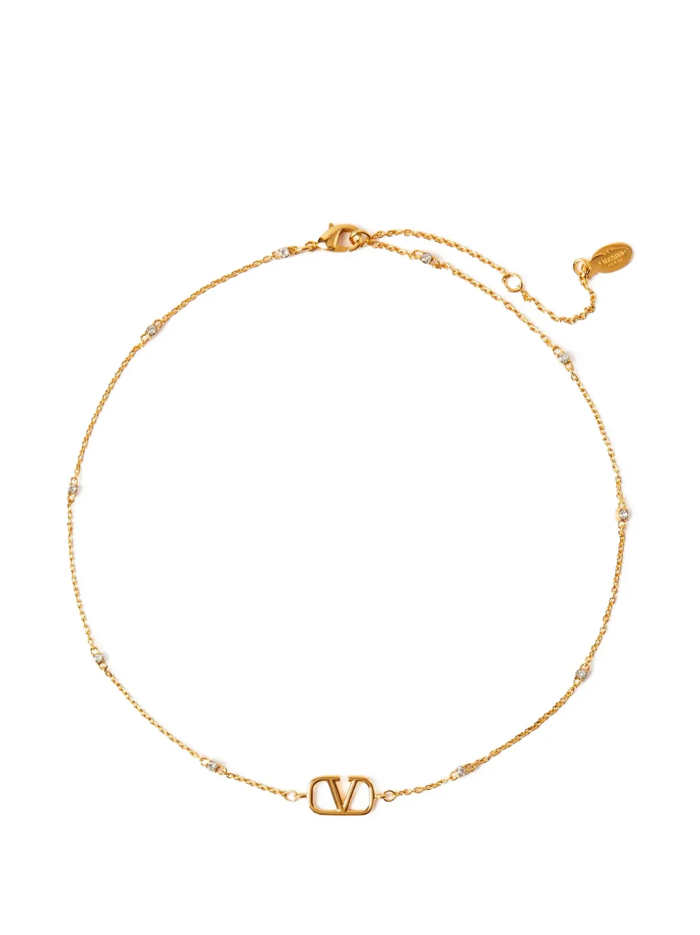 Valentino Garavani Mini VLogo rhinestone-embellished necklace - Oro