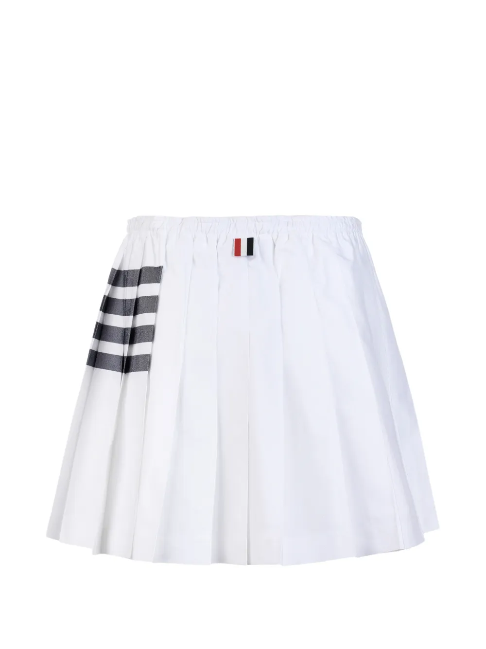 Thom Browne Oxford mini-plooirok met trekkoord en vier strepen Wit
