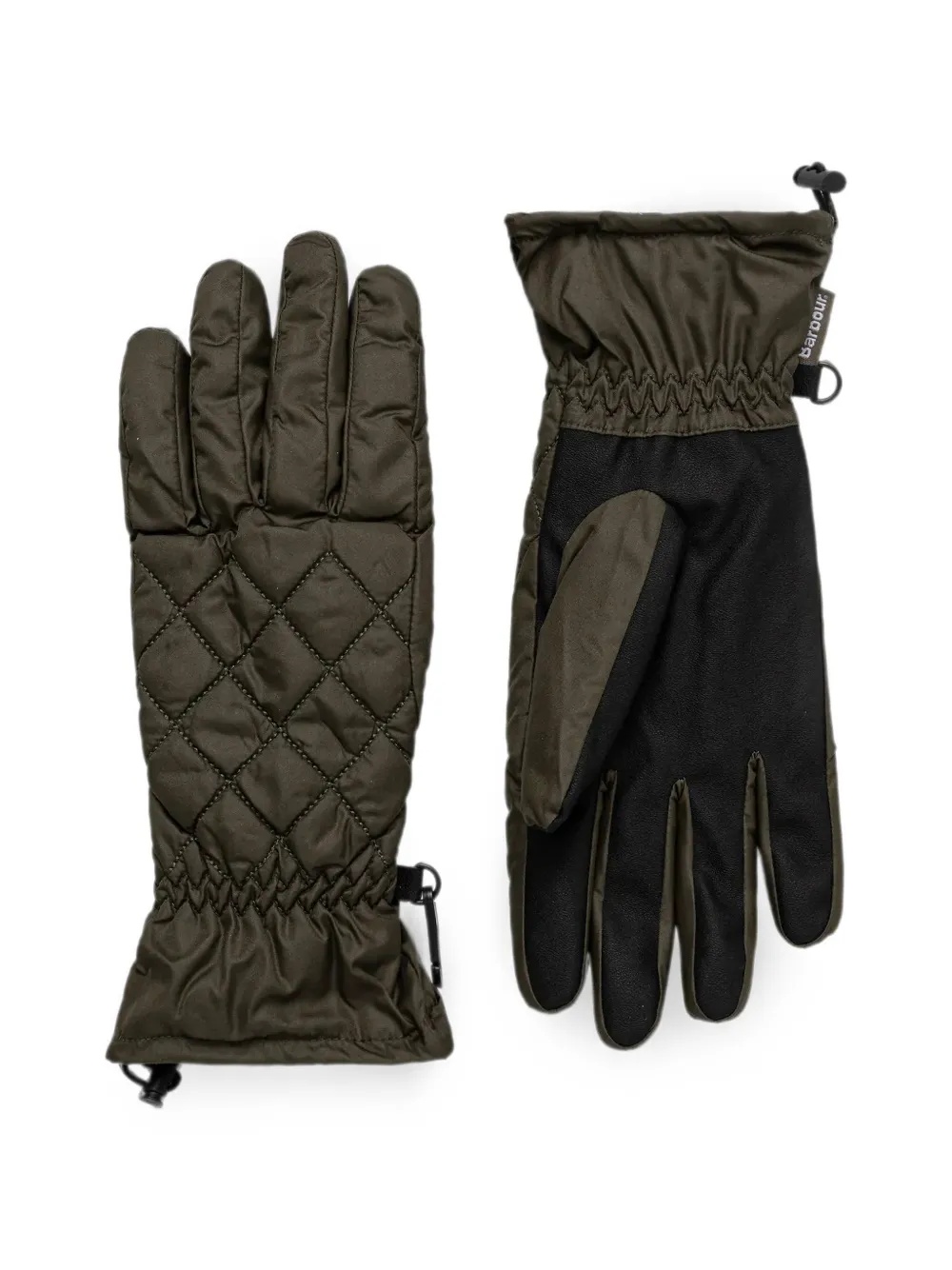 Barbour Quilted Drawstring Gloves In Green