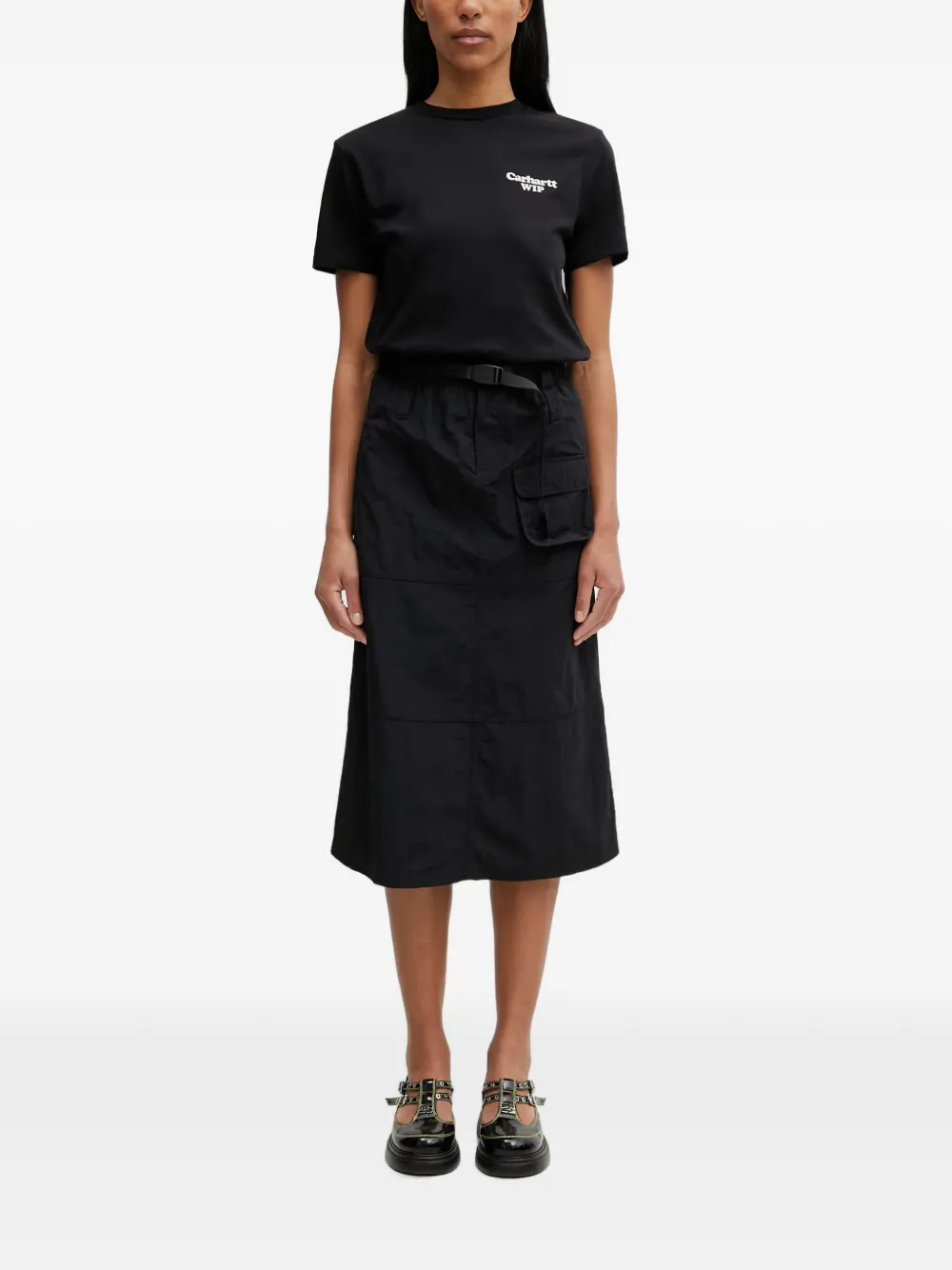 Gramicci belted cargo midi skirt - Nero