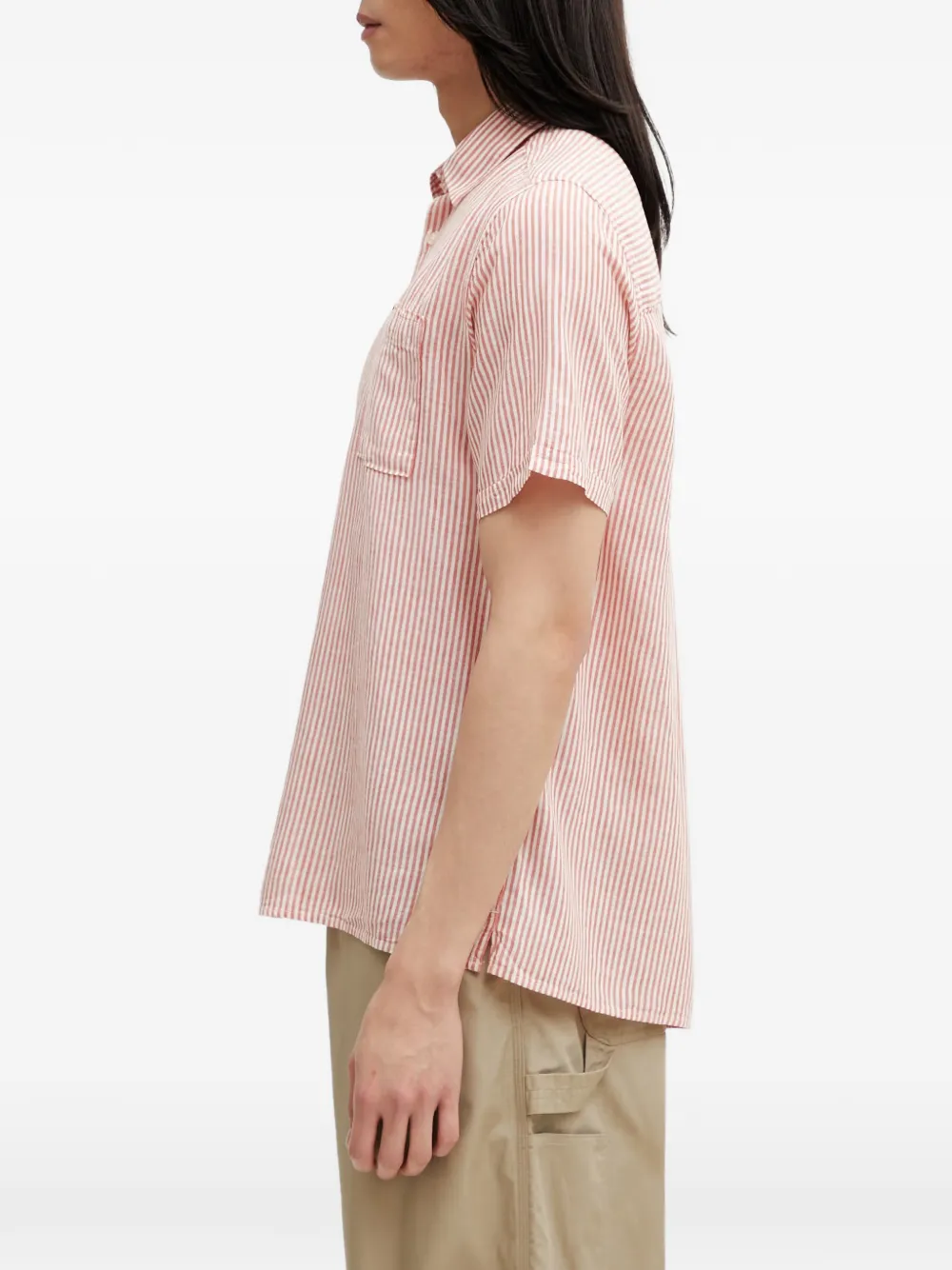 Barbour Deerpark gestreept overhemd met korte mouwen Rood
