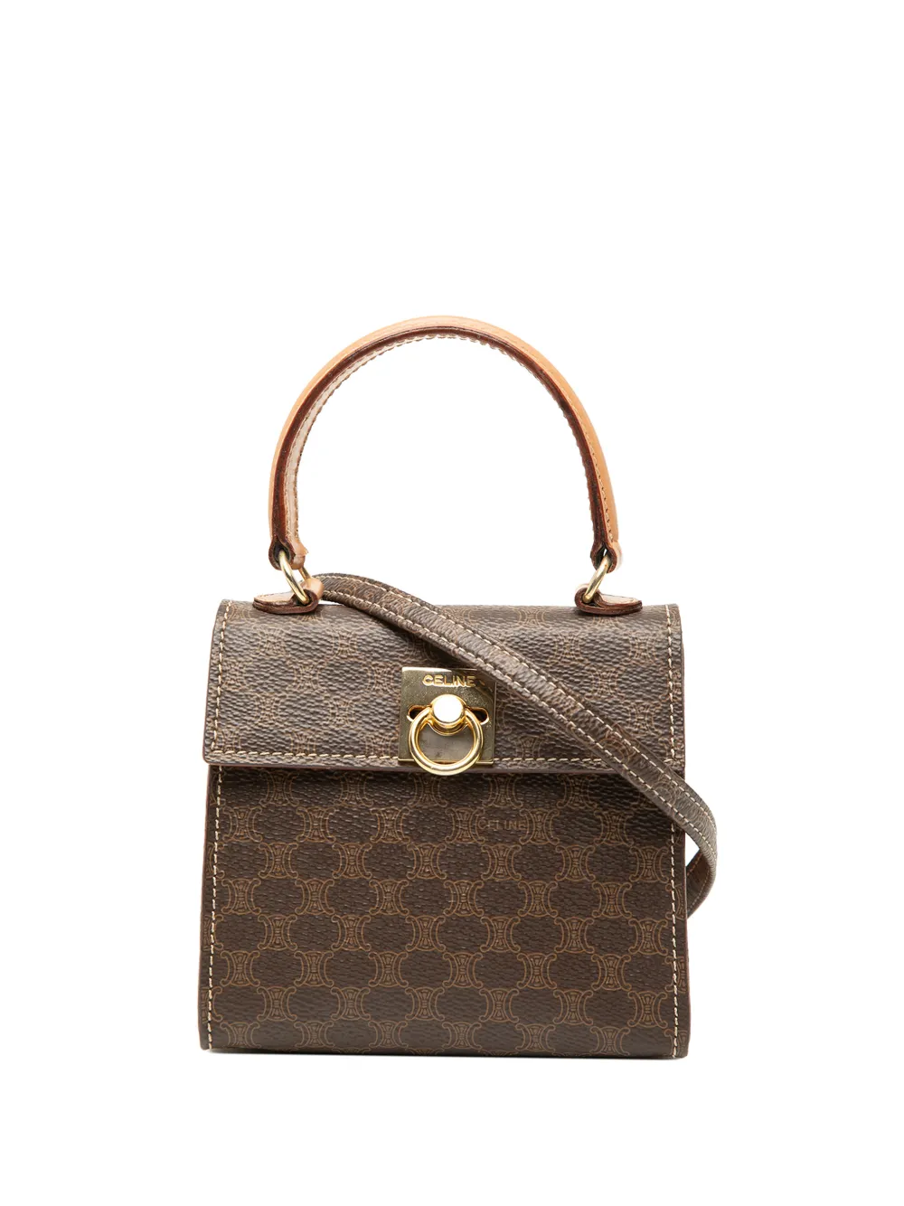Celine Pre-Owned 2014 Mini Macadam Coated Canvas Top Handle Bag satchel - Brown