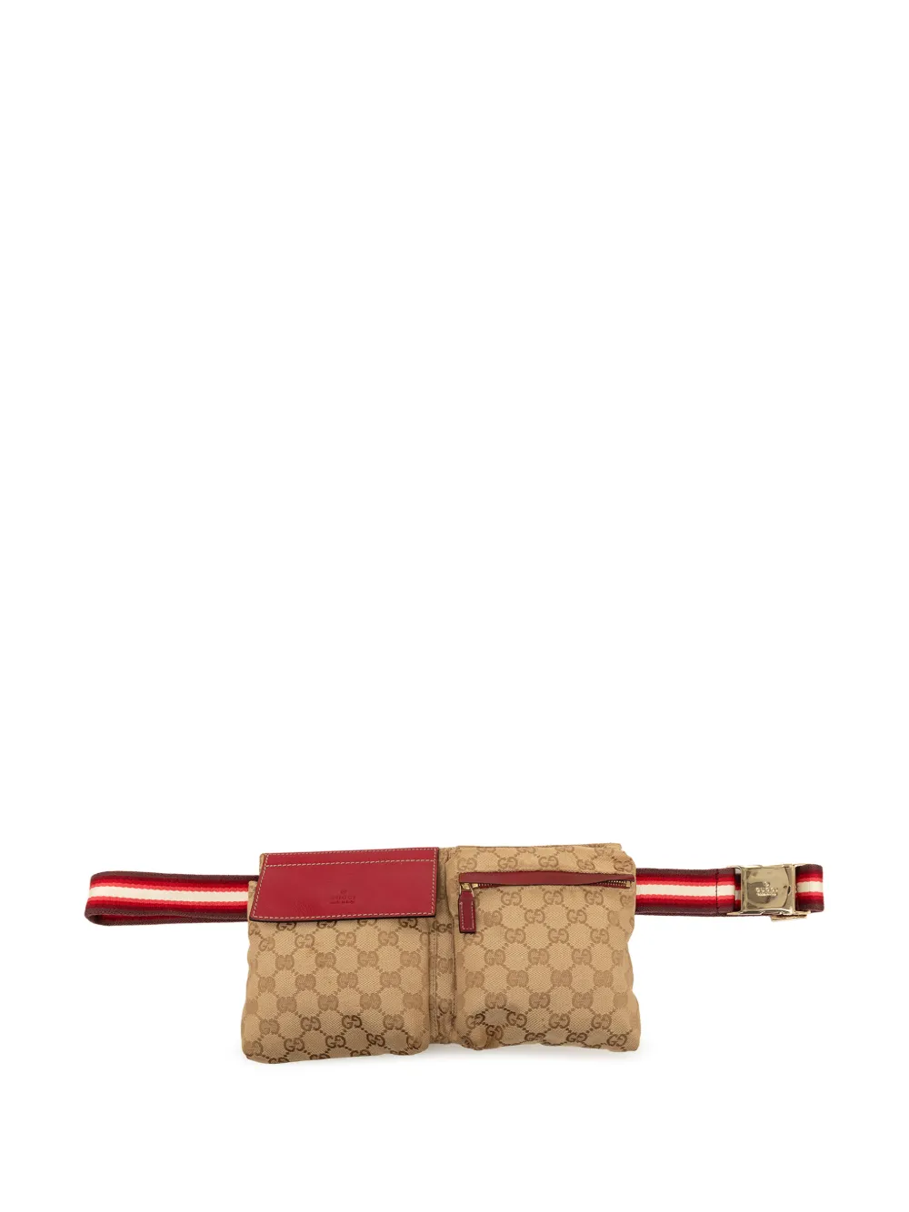 Gucci Pre-Owned 2000-2015 GG Canvas Web Double Pocket belt bag - Rosso
