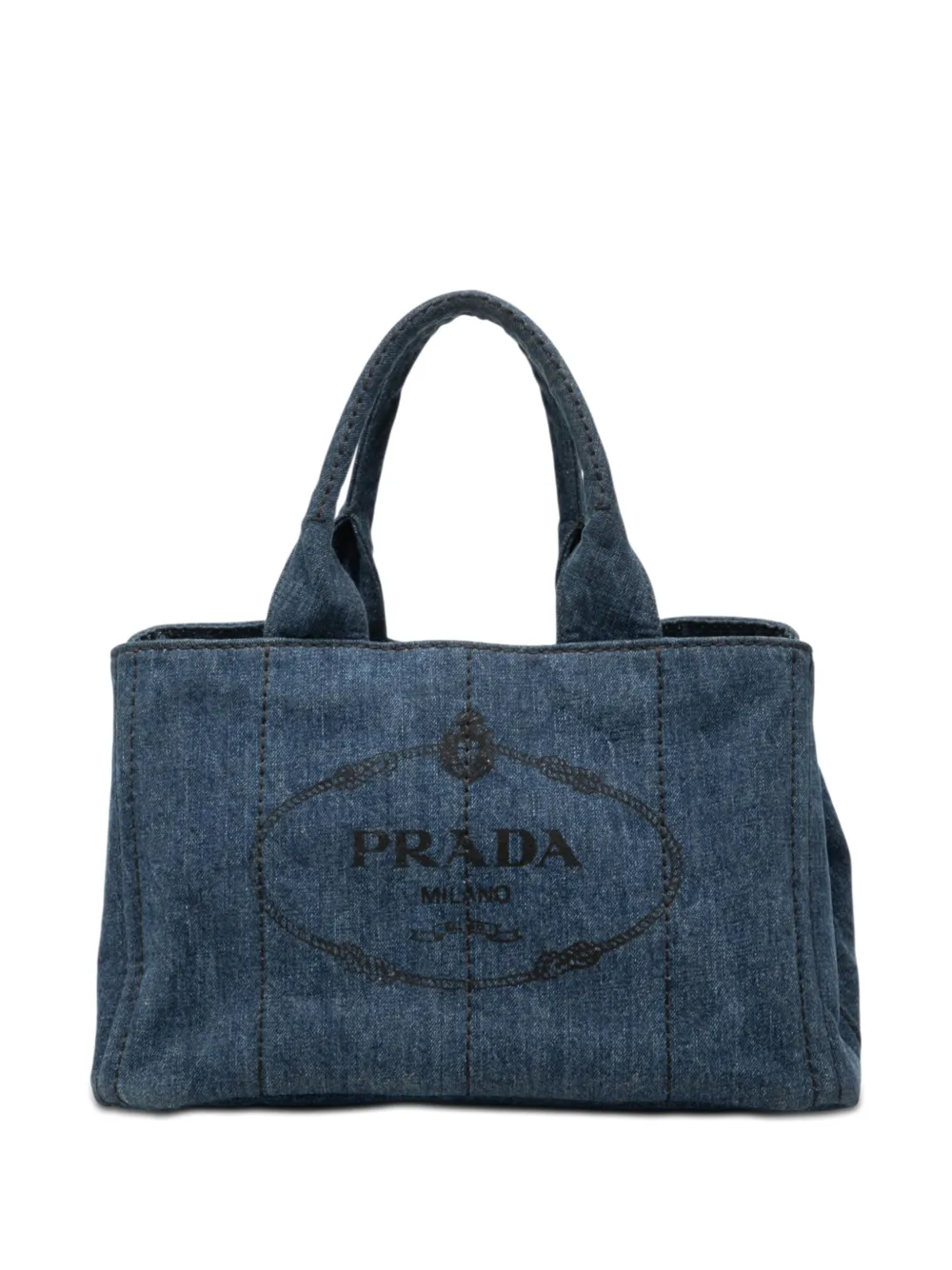 Prada Pre-Owned 2013-2026 Denim Canapa Logo satchel - Blu