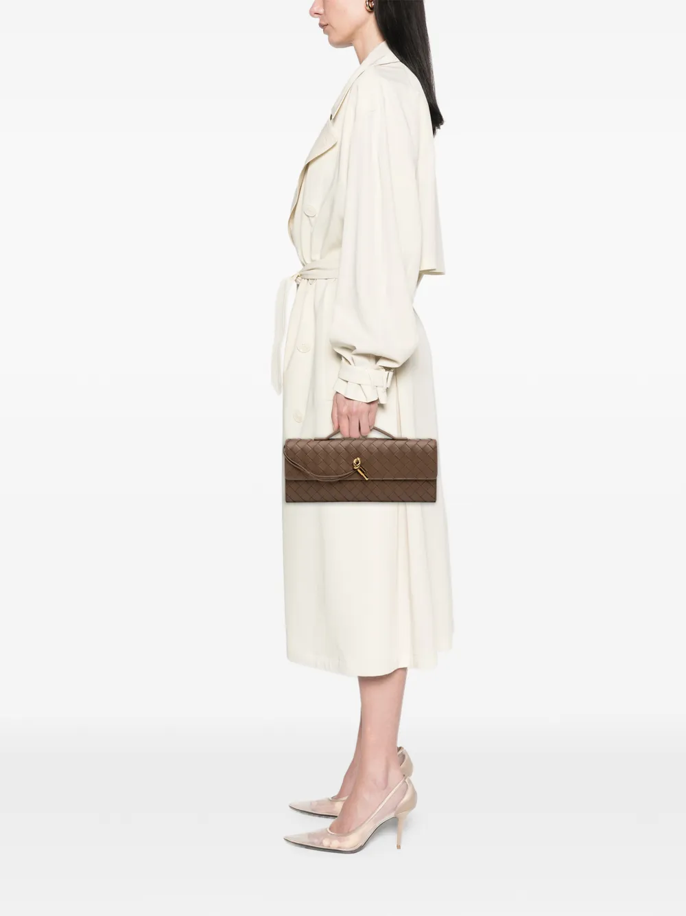  Bottega Veneta Pre-owned Clutch Andiamo In Pelle Di Agnello Con Motivo Intrecciato 2012-2026 - Marrone 