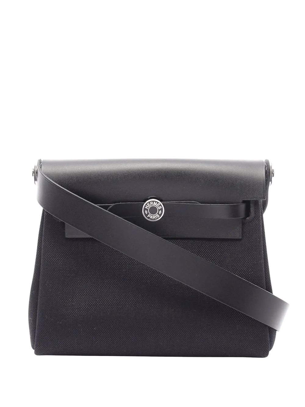 Hermès Pre-Owned 2025 Military Toile and Vache Hunter Herbag Zip 20 crossbody bag - Nero