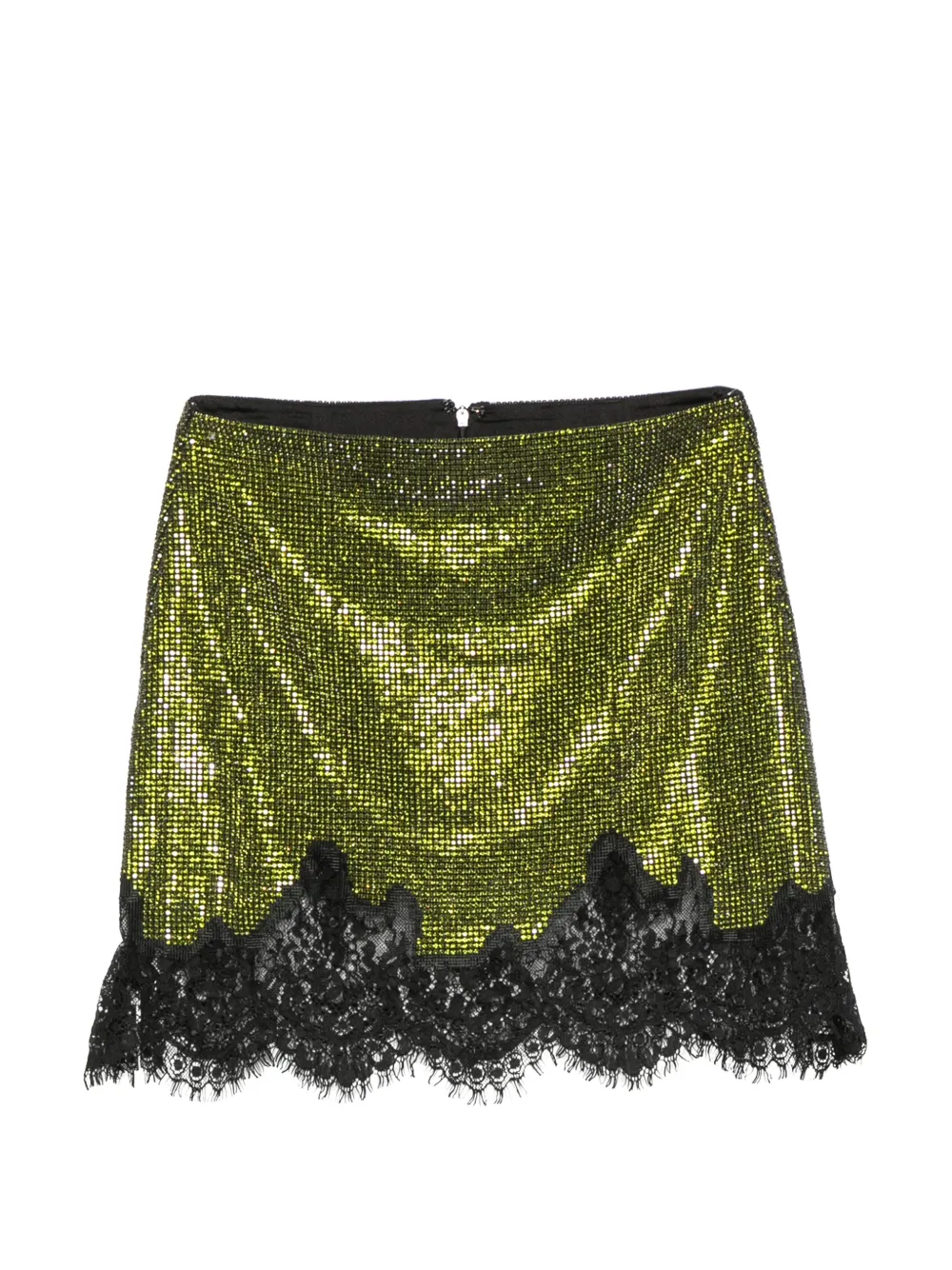 Self-Portrait sequin-embellished lace-trim skirt - Grün