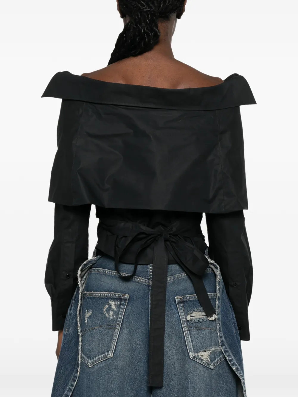 Balenciaga Off-shoulder wikkelblouse Blauw