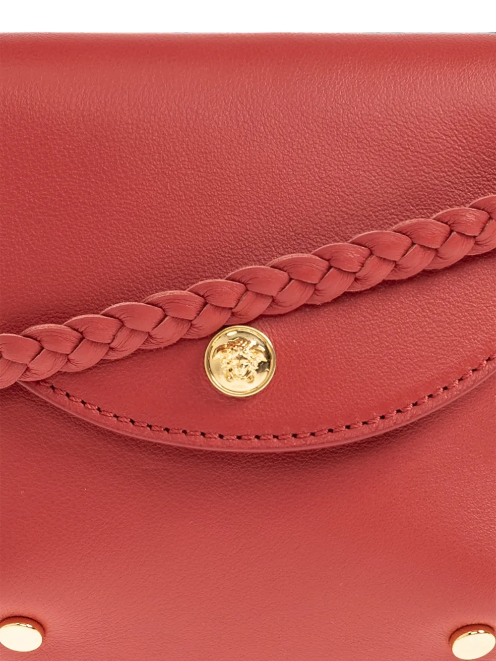 Versace Kids Leren crossbodytas met gevlochten band Rood