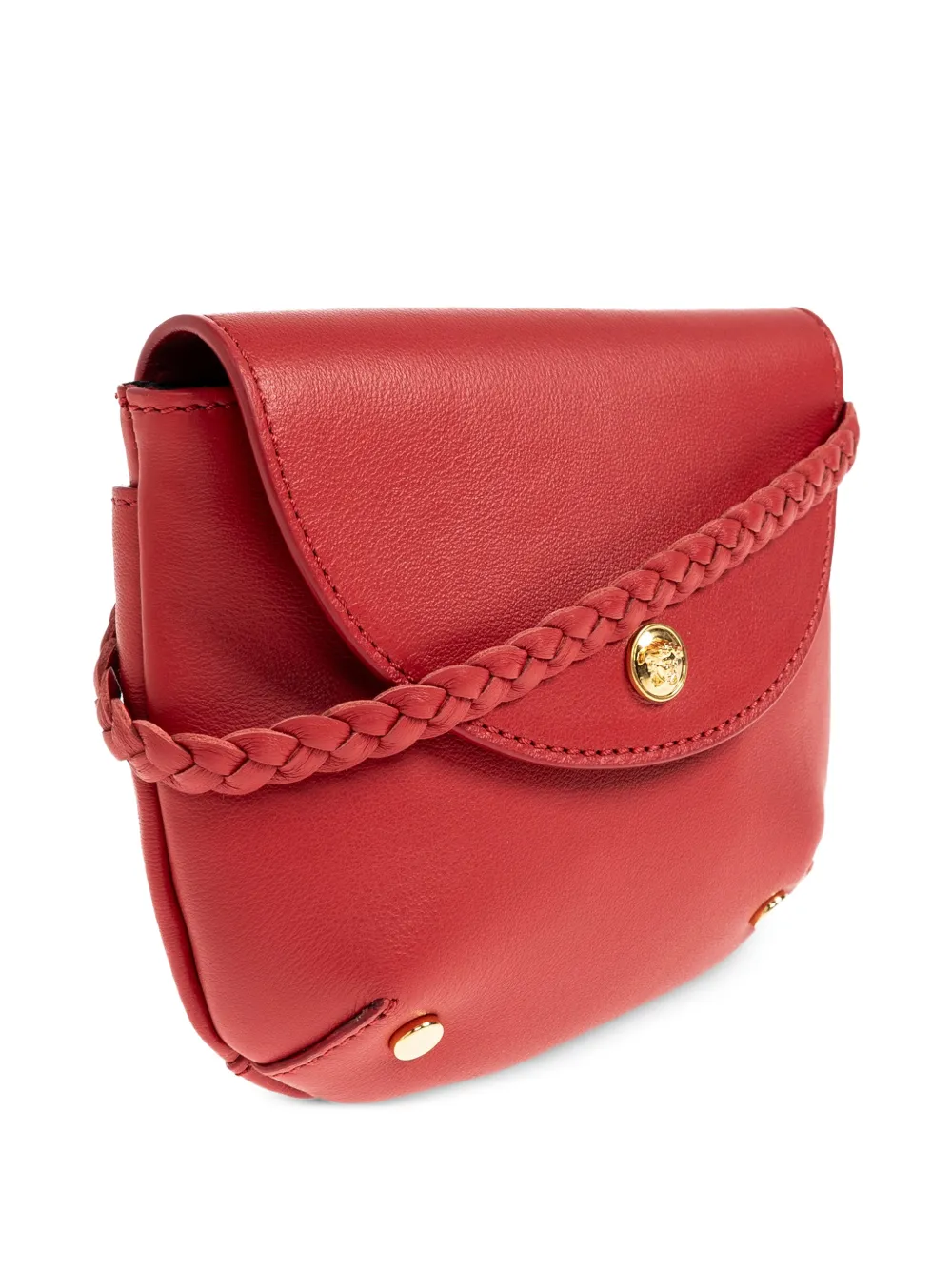 Versace Kids Leren crossbodytas met gevlochten band Rood