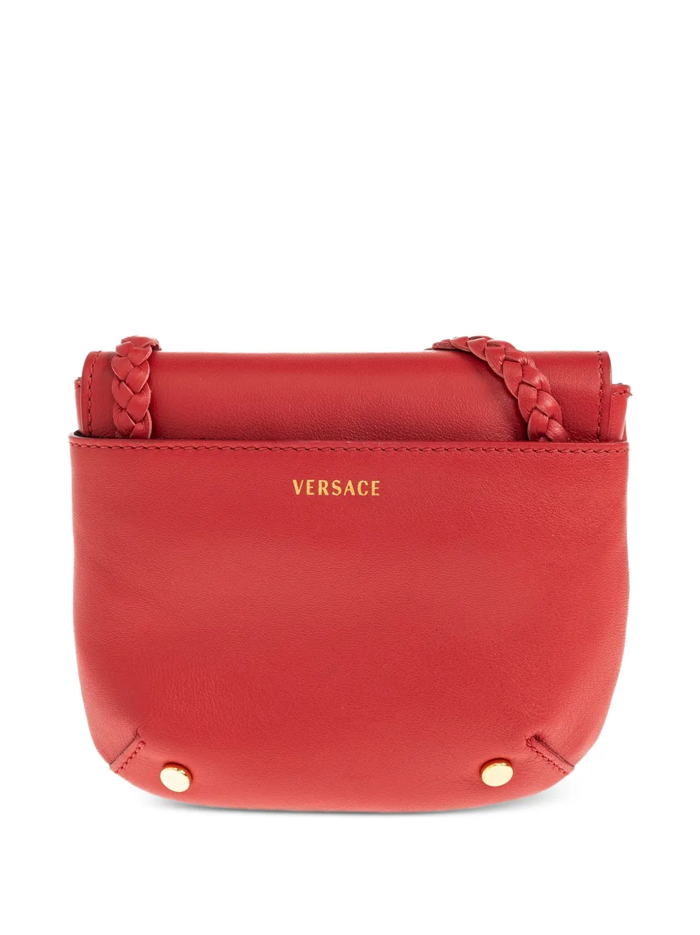 Versace Kids Leren crossbodytas met gevlochten band Rood