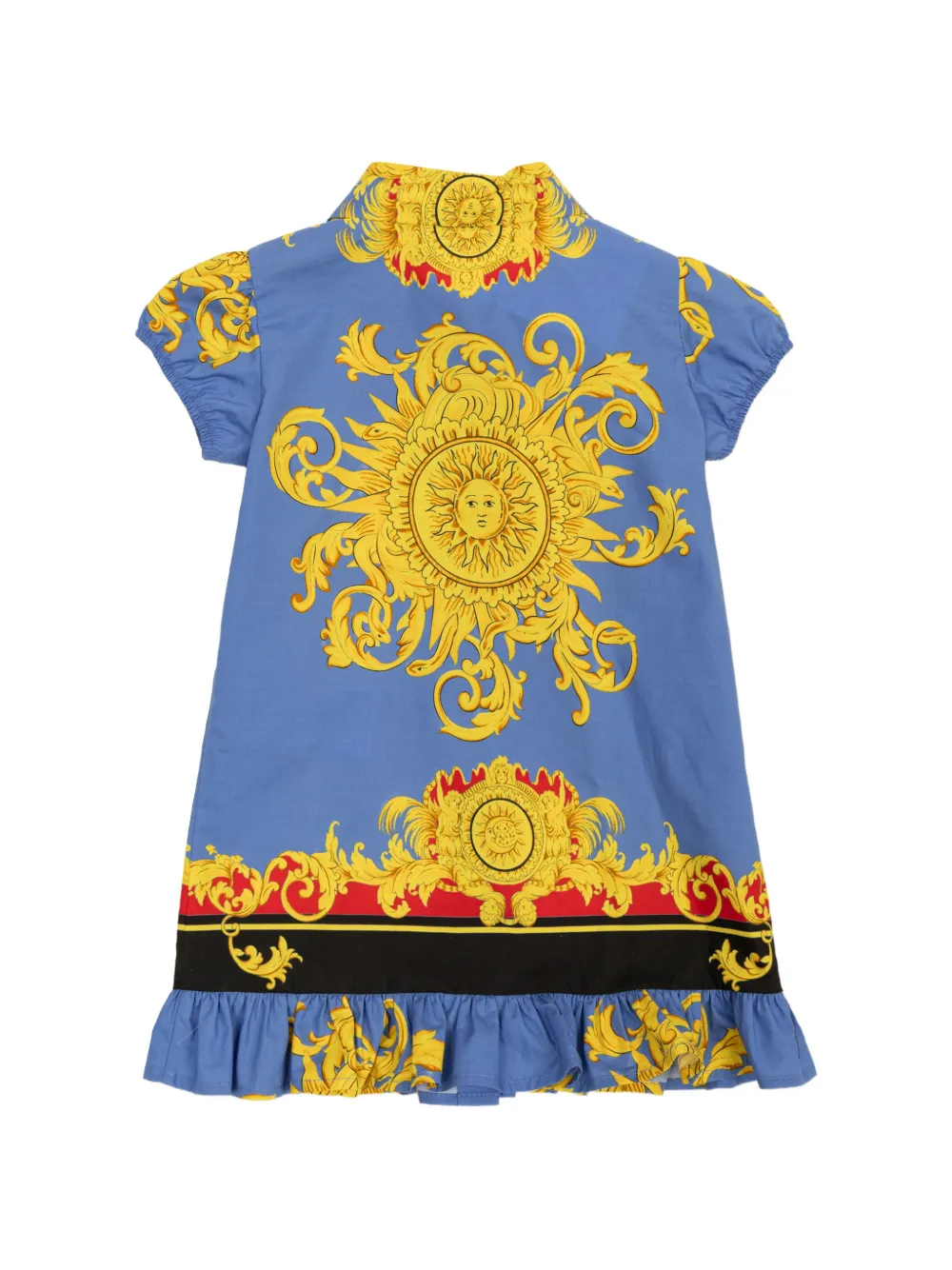  Versace Kids The Sun-print Ruffled Dress - Azul 