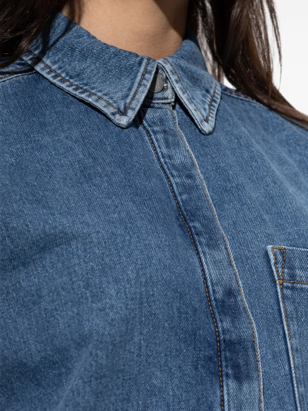 By Malene Birger Dea denim blouse met borstzak Blauw
