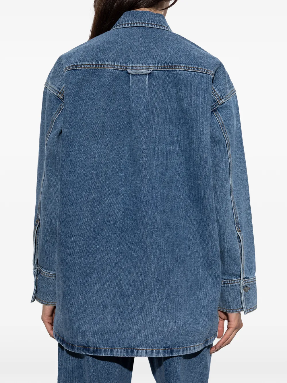 By Malene Birger Dea denim blouse met borstzak Blauw
