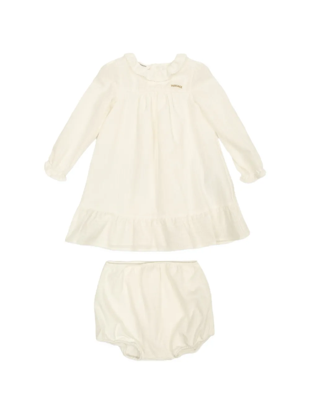 Versace Kids ruffled long-sleeve dress set - Bianco