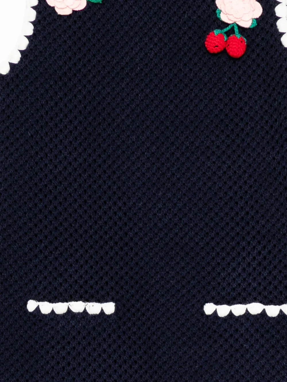 Self-Portrait Kids Gehaakte jurk met bloemenpatch Blauw