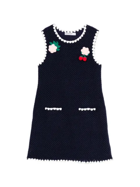 Self-Portrait Kids crochet-knit floral-patch dress