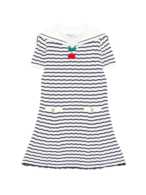 Self-Portrait Kids cherry-embellished striped dress