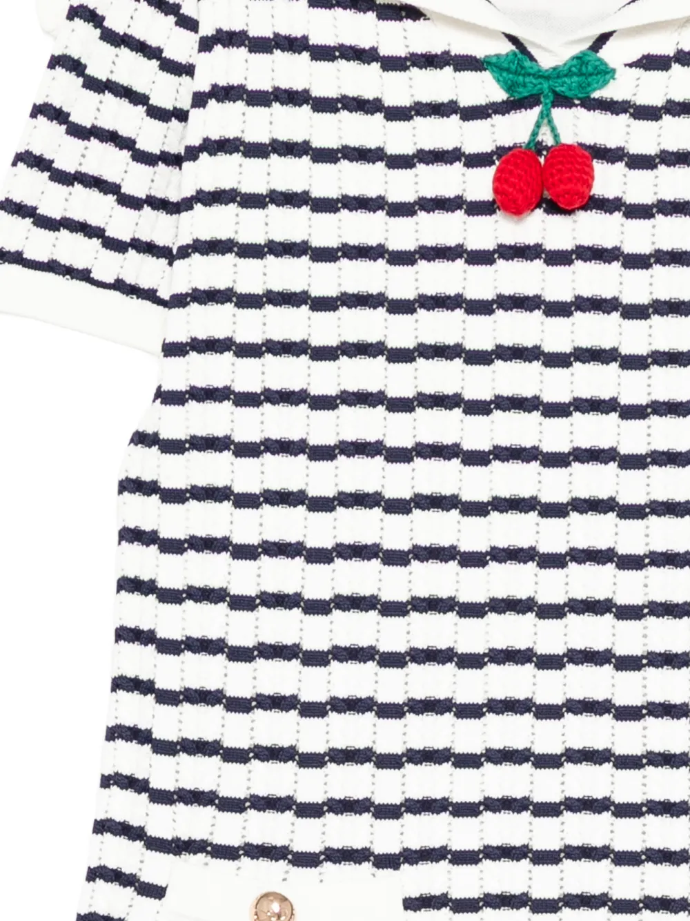 Self-Portrait Kids Gestreepte jurk verfraaid met kersen Wit