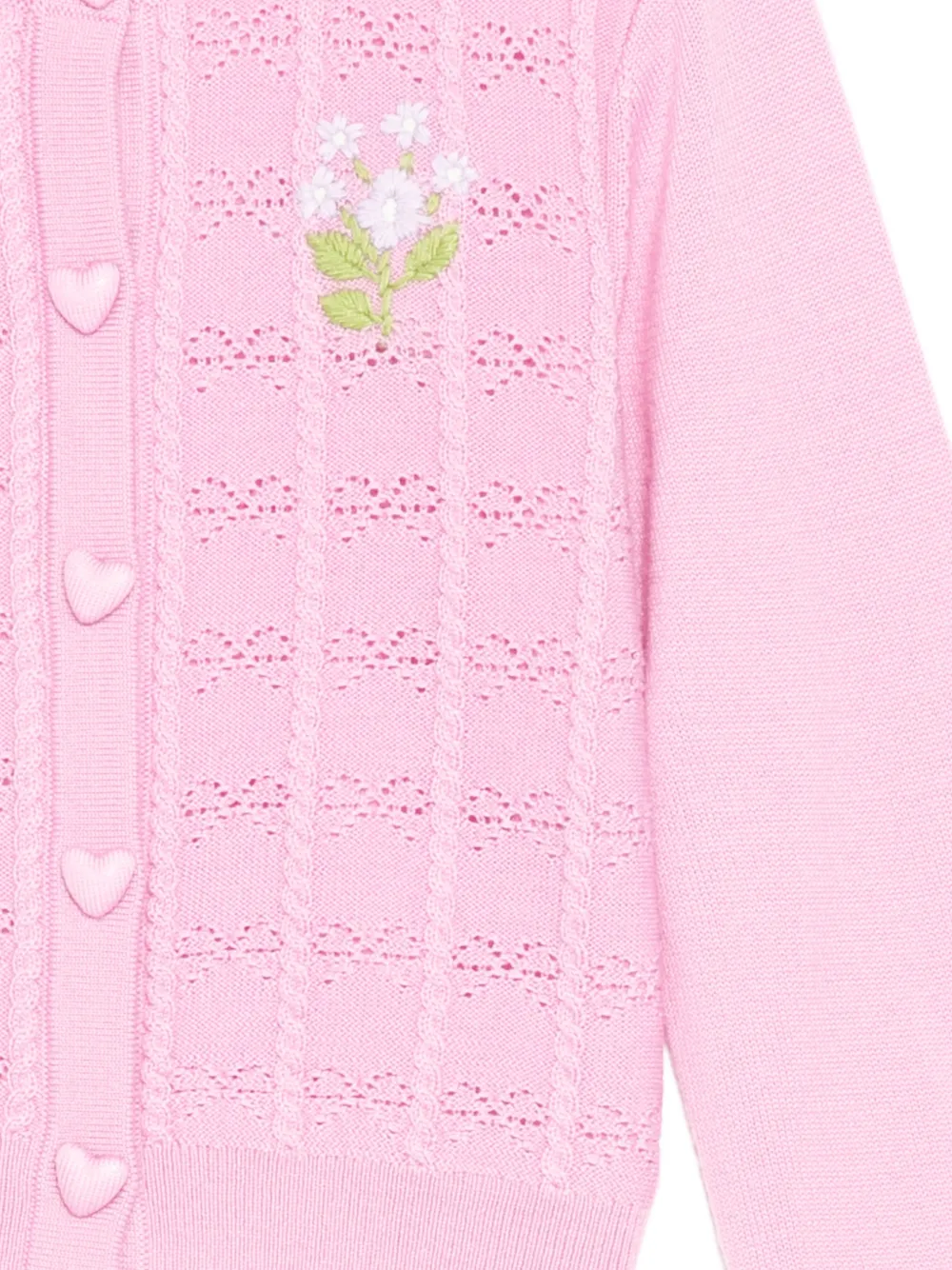 Self-Portrait Kids Pointelle vest met borduurwerk Roze