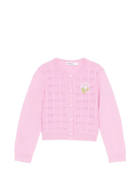 Self-Portrait Kids embroidered pointelle cardigan