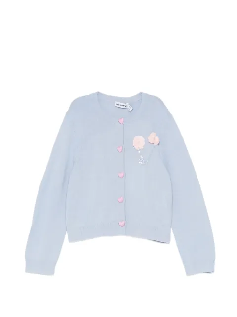Self-Portrait Kids heart-button floral-appliqué cardigan