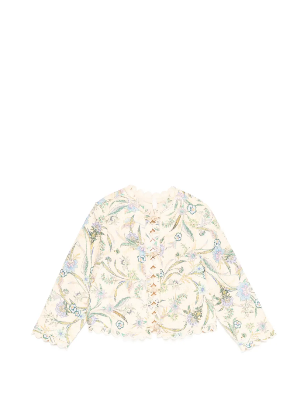 ZIMMERMANN Kids floral-print scalloped-trim jacket - Toni neutri