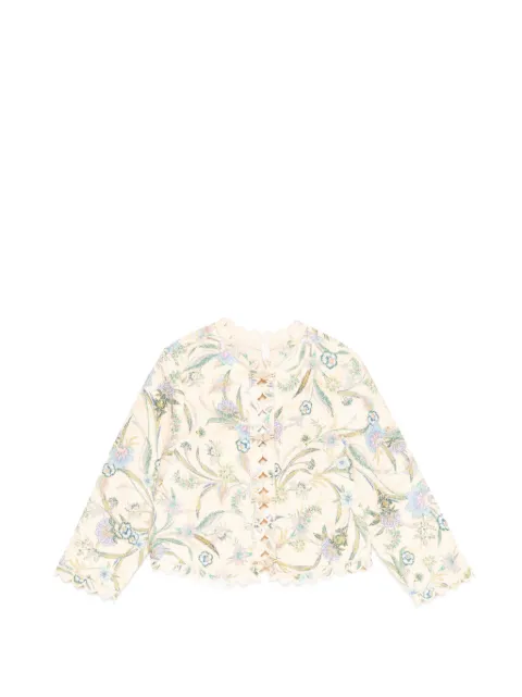 ZIMMERMANN Kids floral-print scalloped-trim jacket