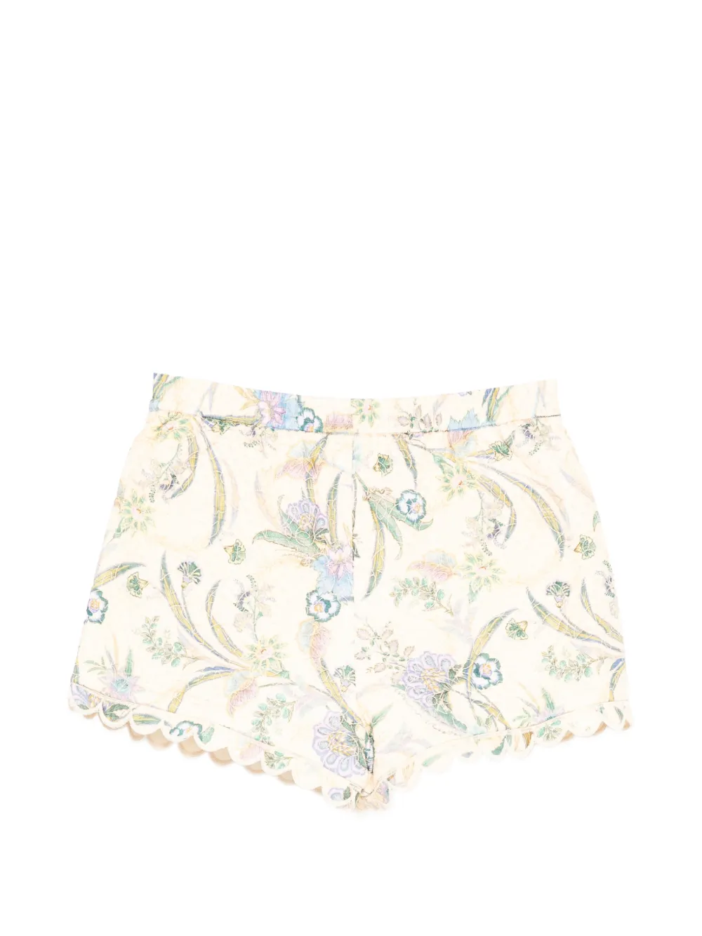 ZIMMERMANN Kids Shorts met gewelfde zoom en bloemen-print Beige
