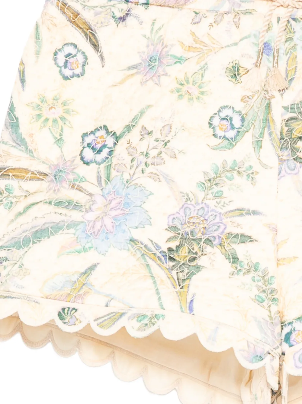 ZIMMERMANN Kids Shorts met gewelfde zoom en bloemen-print Beige