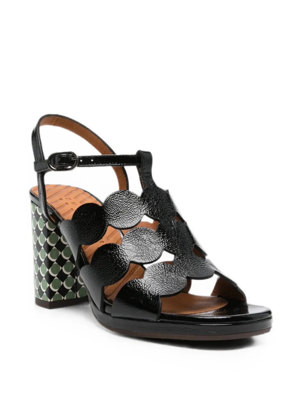 Chie Mihara Palana scalloped-strap leather sandals Zwart
