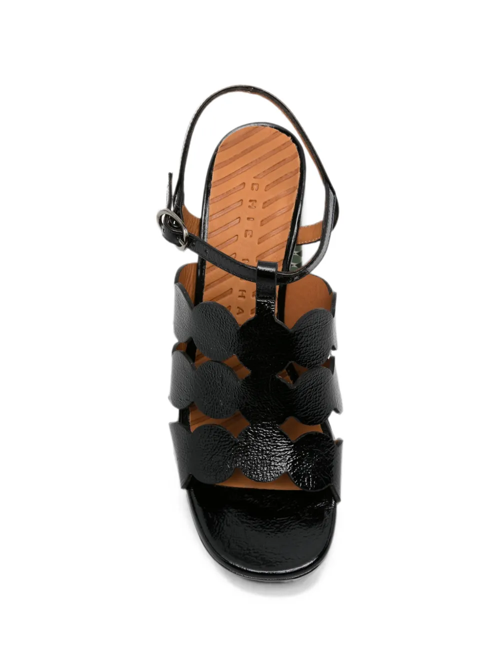 Chie Mihara Palana scalloped-strap leather sandals Zwart