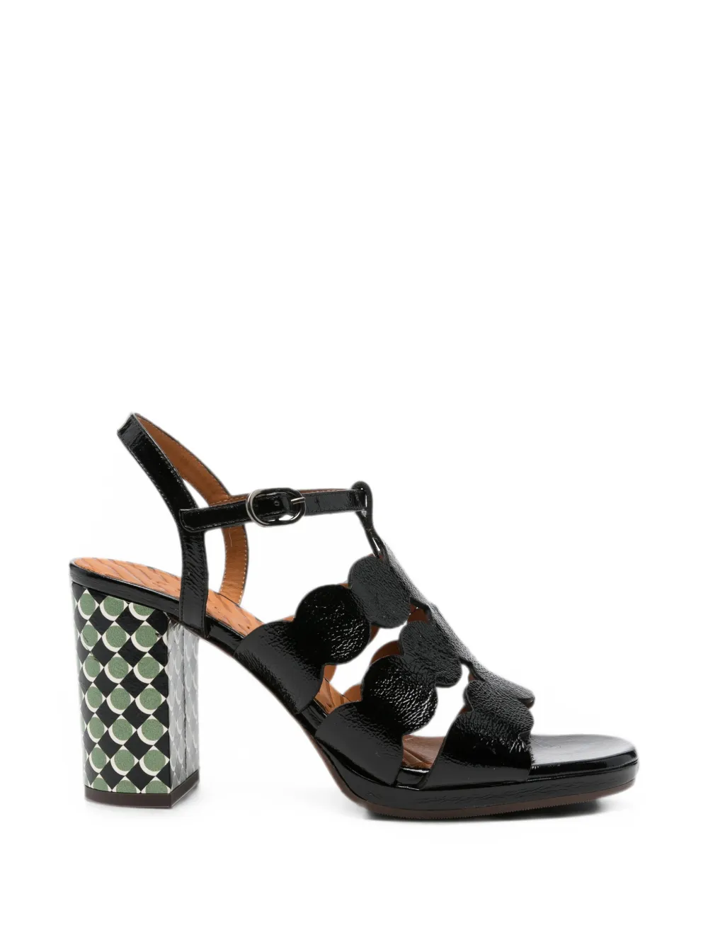 Chie Mihara Palana scalloped-strap leather sandals Zwart