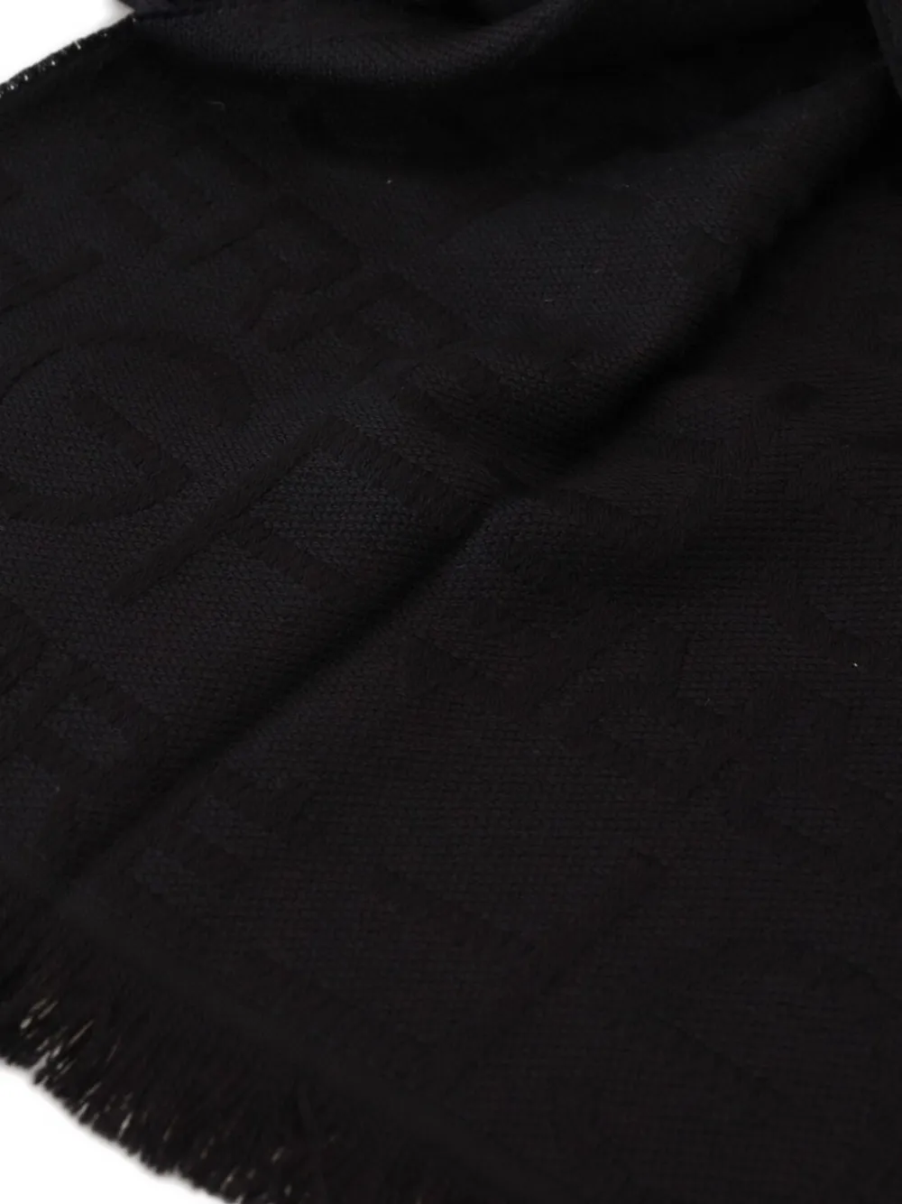 Gianfranco Ferré Logo-jacquard Fringed Scarf in Black, view 2