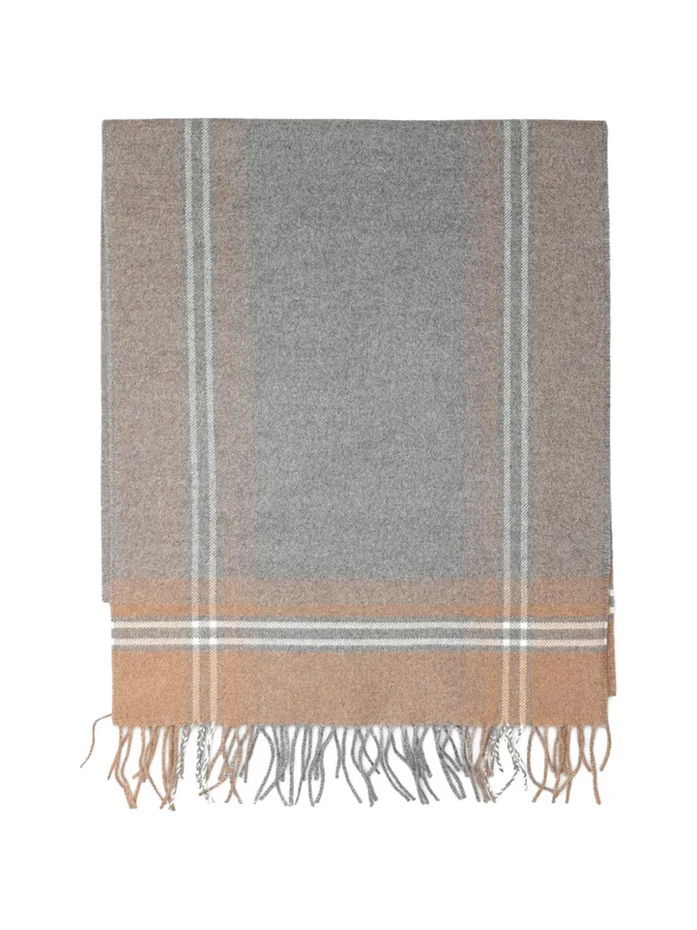 Zegna Sciarpa a quadri con frange - Grigio