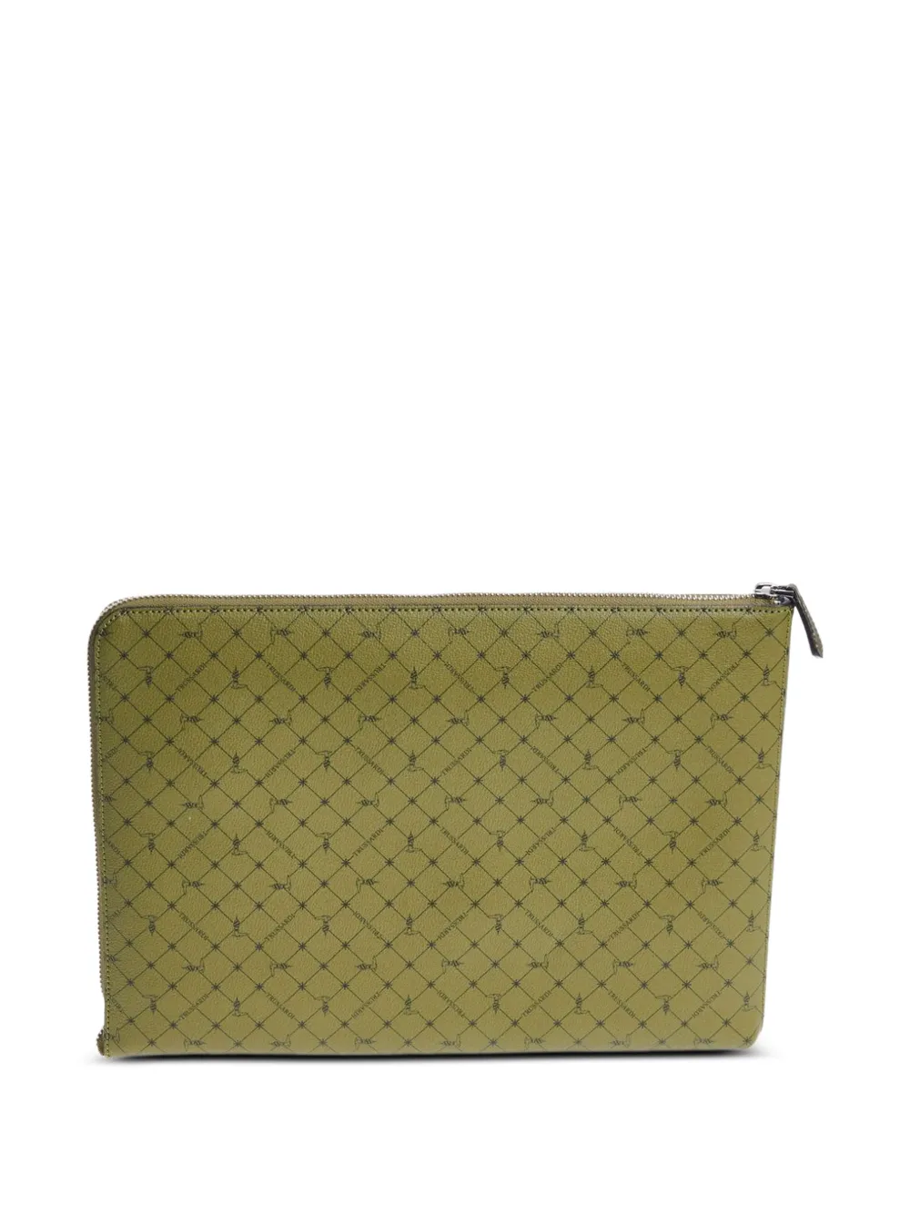 Trussardi Leren clutch met print Groen