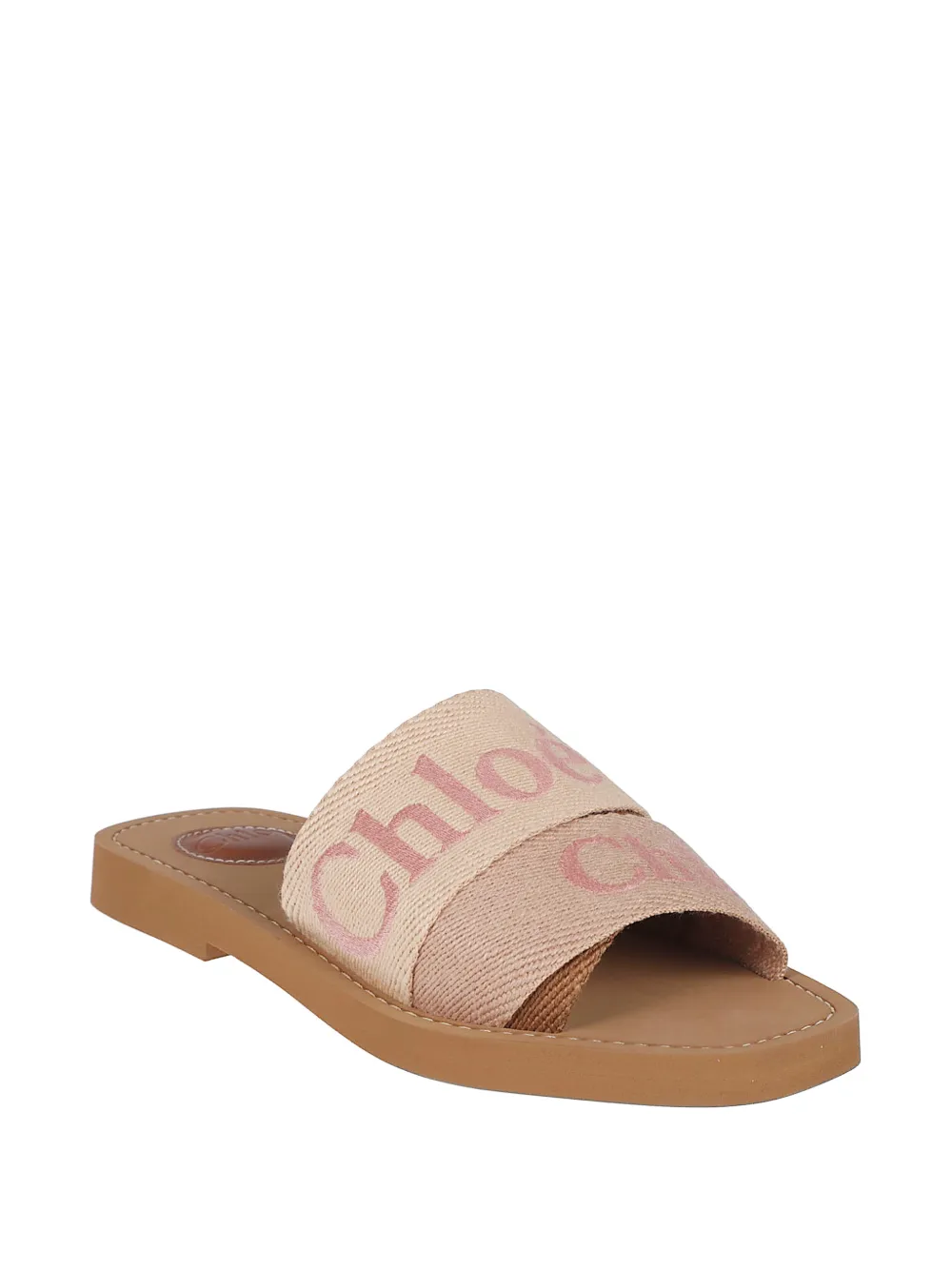Chloé Woody logo-embroidered sandals Beige