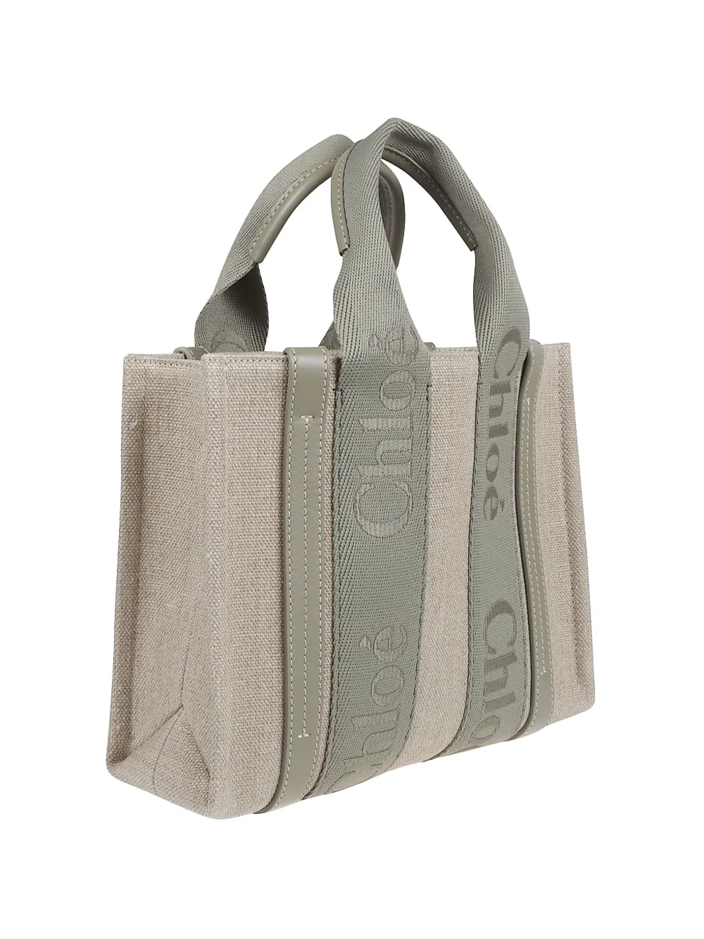 Chloé small Woody logo-webbing tote bag - Toni neutri